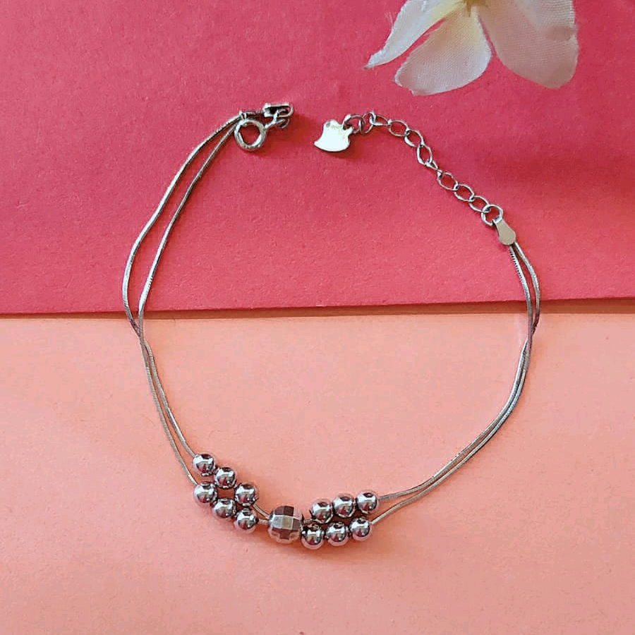 Two Layer Bracelet with Silver Beads